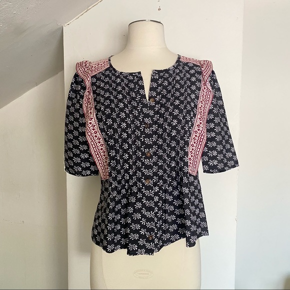 Veronica beard Jules pintuck flutter top size 4 - Picture 4 of 9
